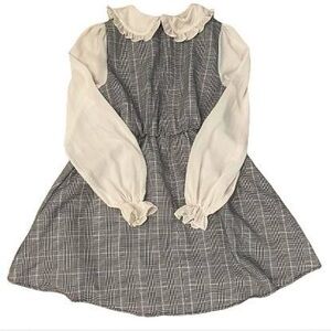 Ank Rouge grey + white peter pan collar womens dress